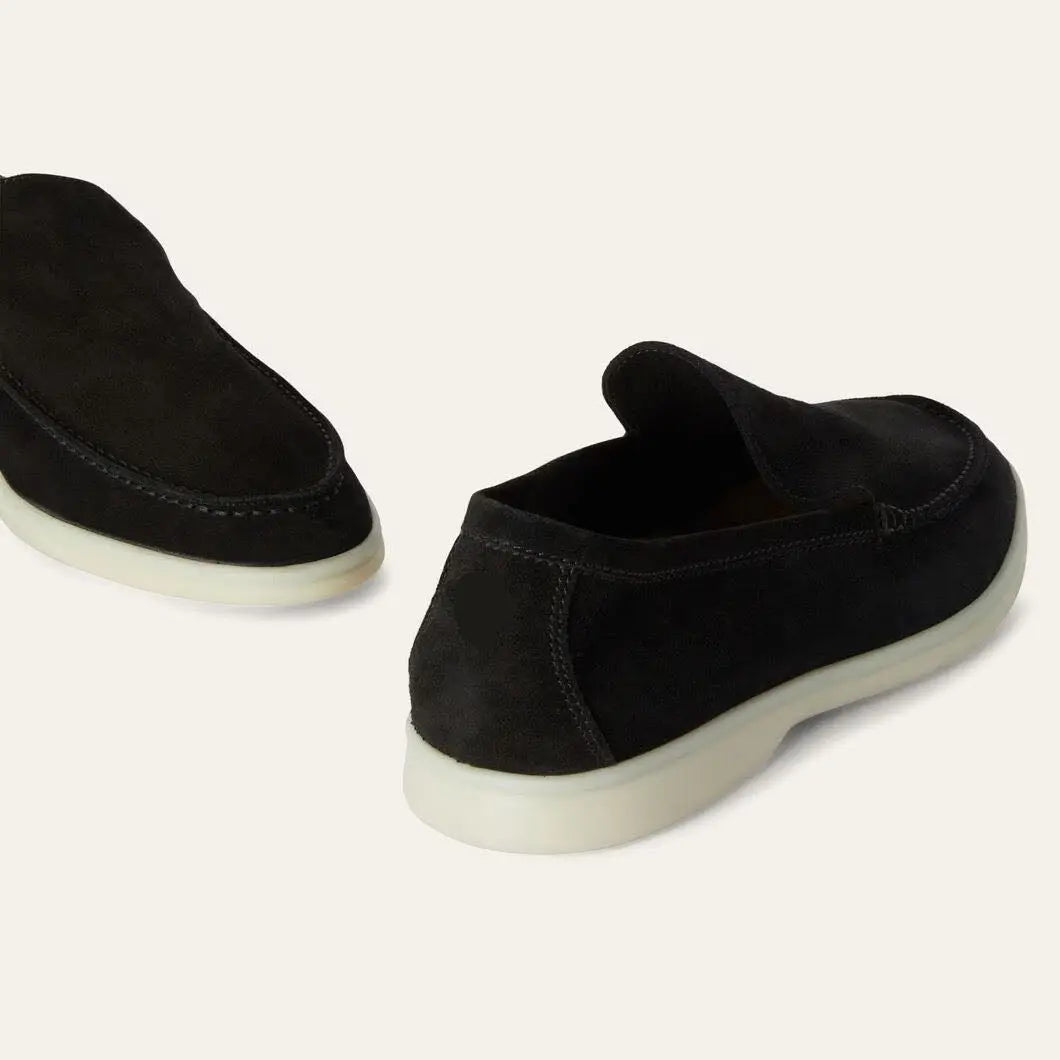 Women's Black Suede Summer Loafers Gilded Cadence