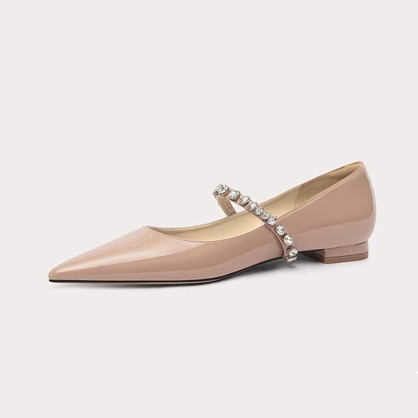 Patent Leather Rhinestone Mary Jane Flats
