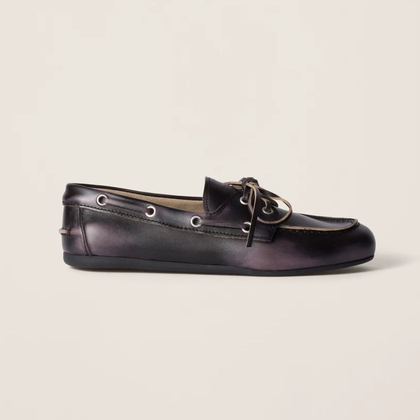 Women's Bleached Leather Boat Shoes Gilded Cadence