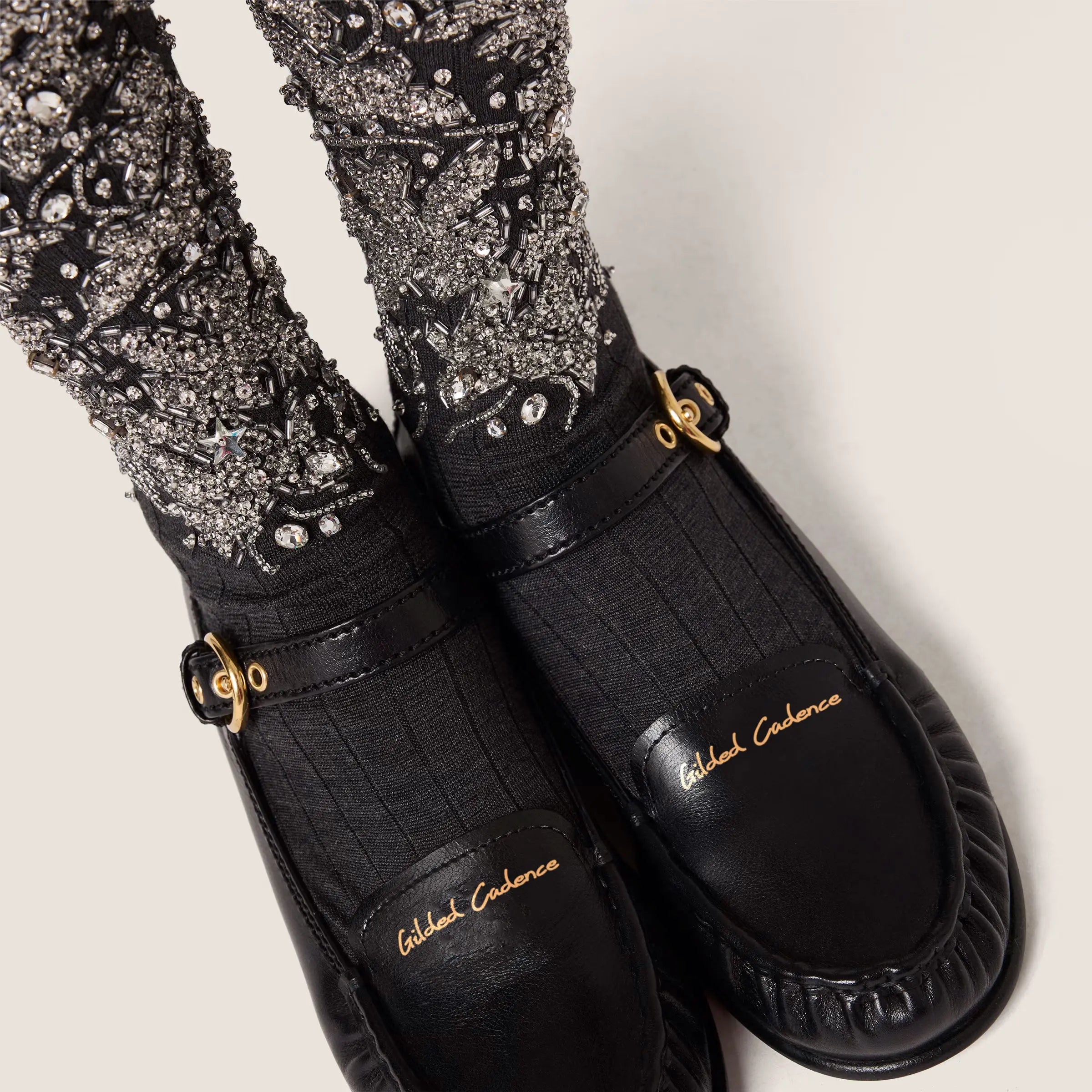 Leather loafers with strap Gilded Cadence