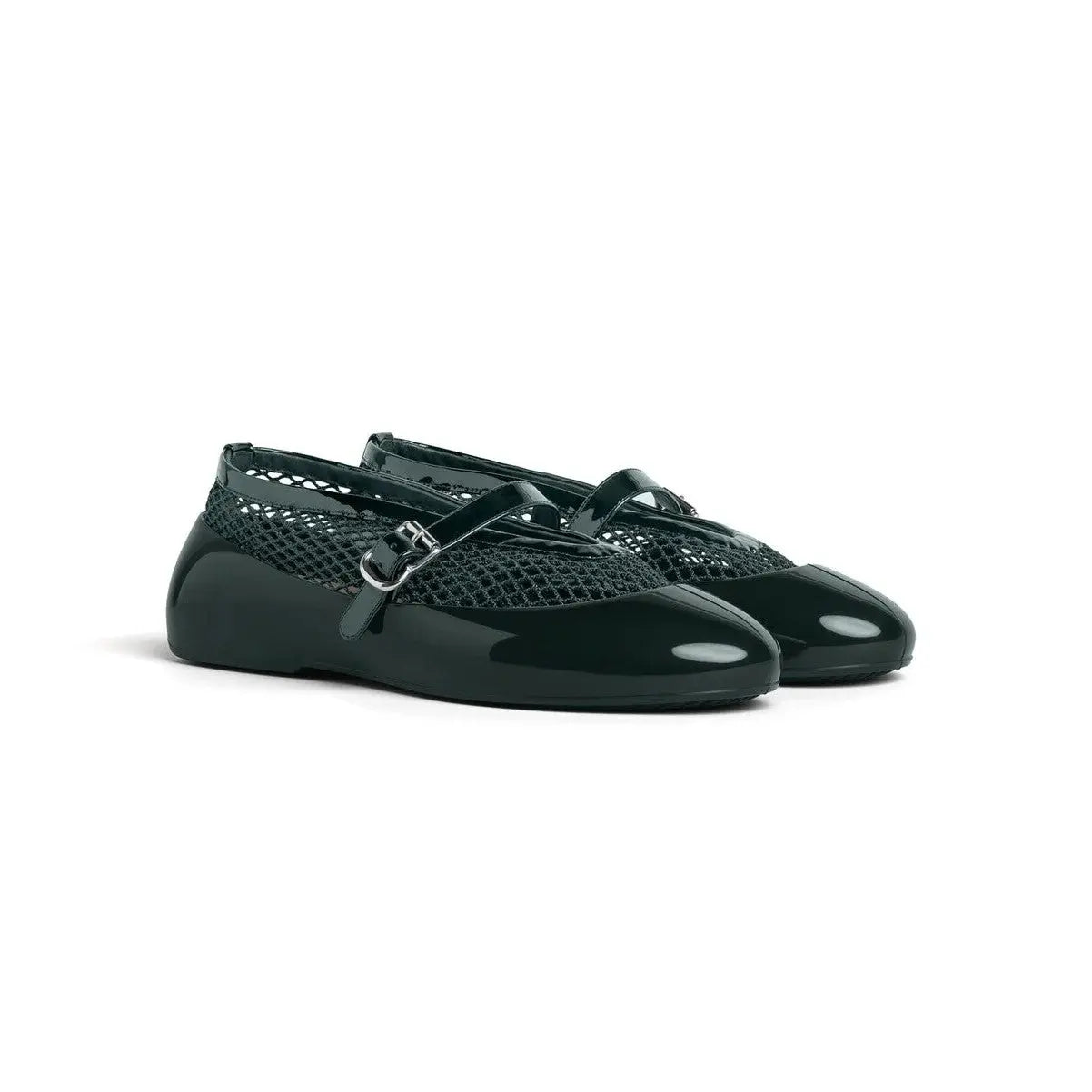 Women's Green Fishnet Rubber Ballet Flats Gilded Cadence