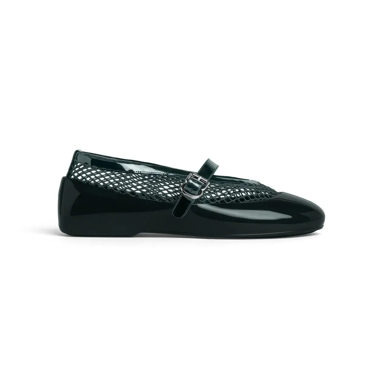 Women's Green Fishnet Rubber Ballet Flats Gilded Cadence