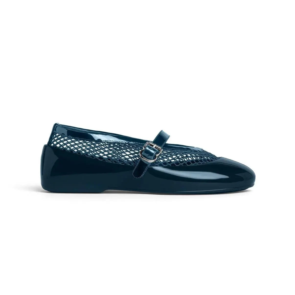Women's Navy Fishnet Rubber Ballet Flats Gilded Cadence