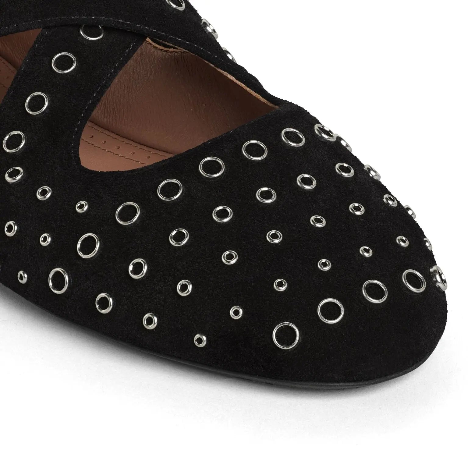 Criss Cross Suede Eyelet Ballet Flats Gilded Cadence