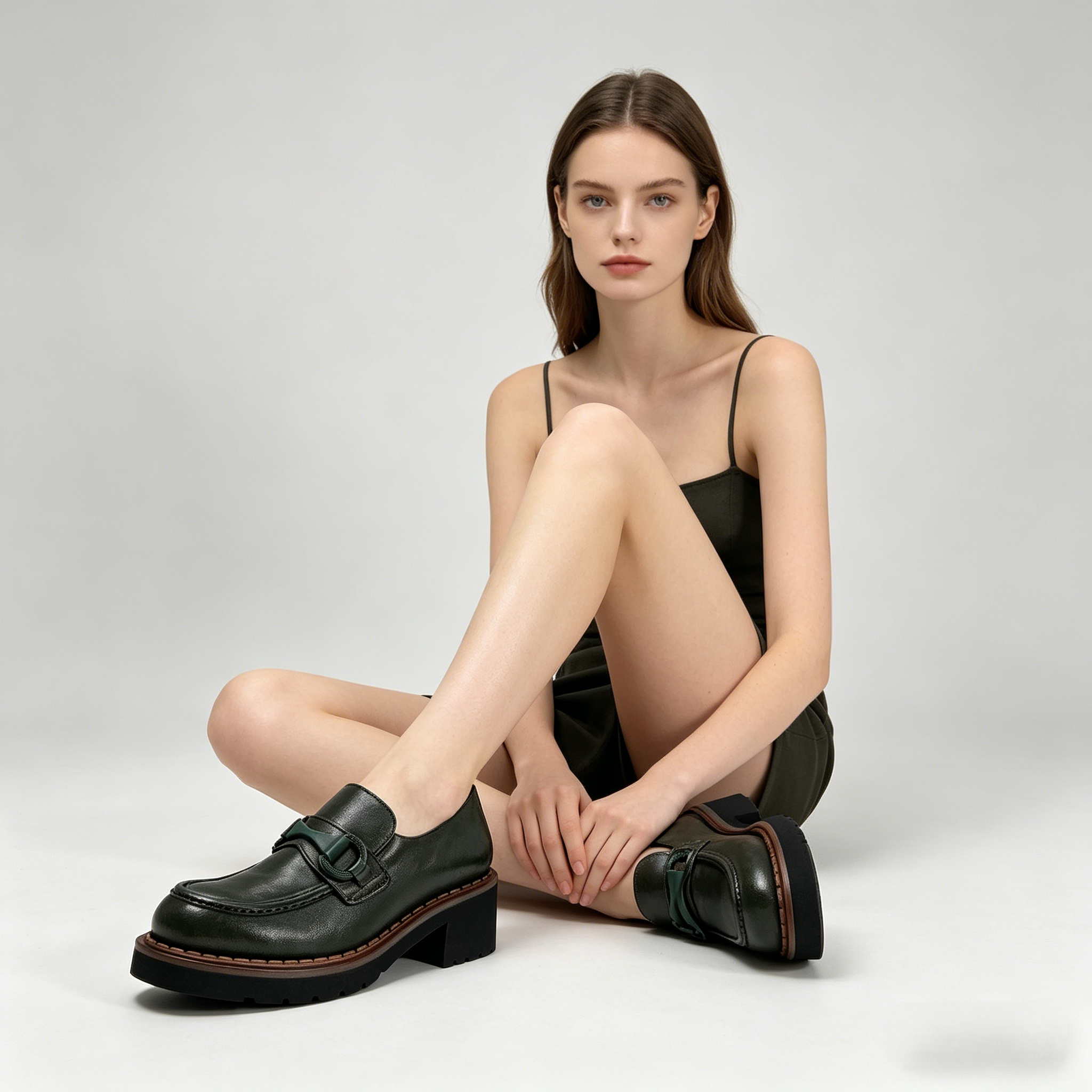 Green Lug Sole Chunky Loafer