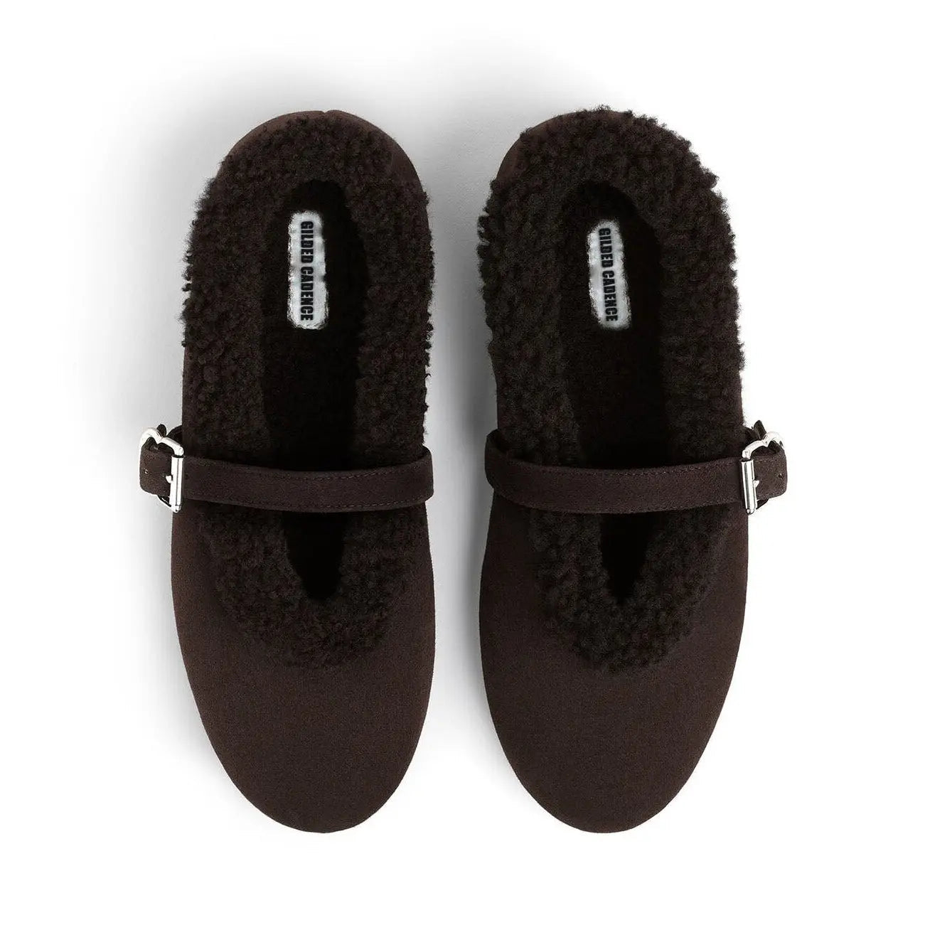 Chocolate Brown Shearling Ballet Flats Gilded Cadence