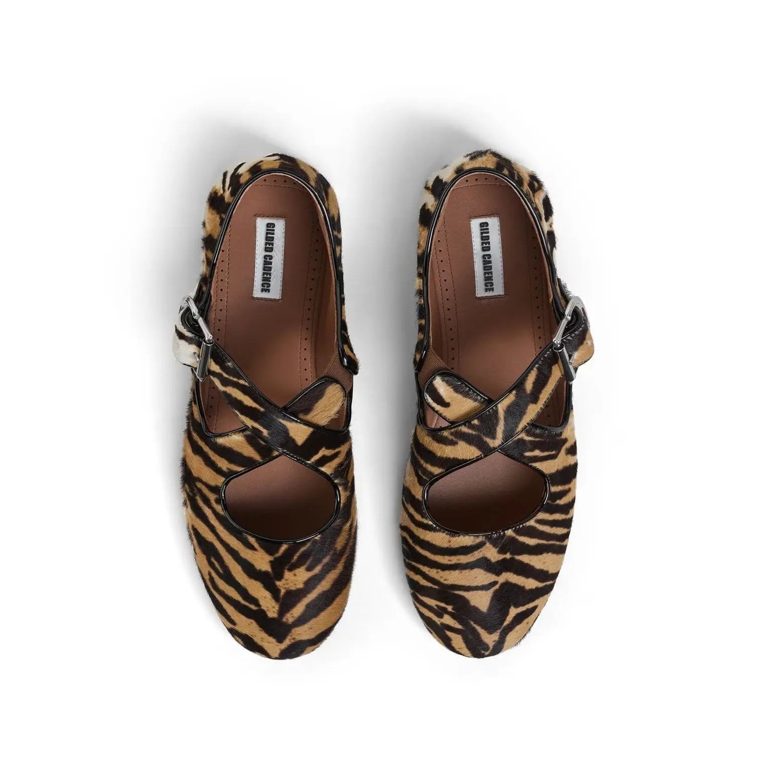 Leopard Haircalf Criss Cross Flats Gilded Cadence