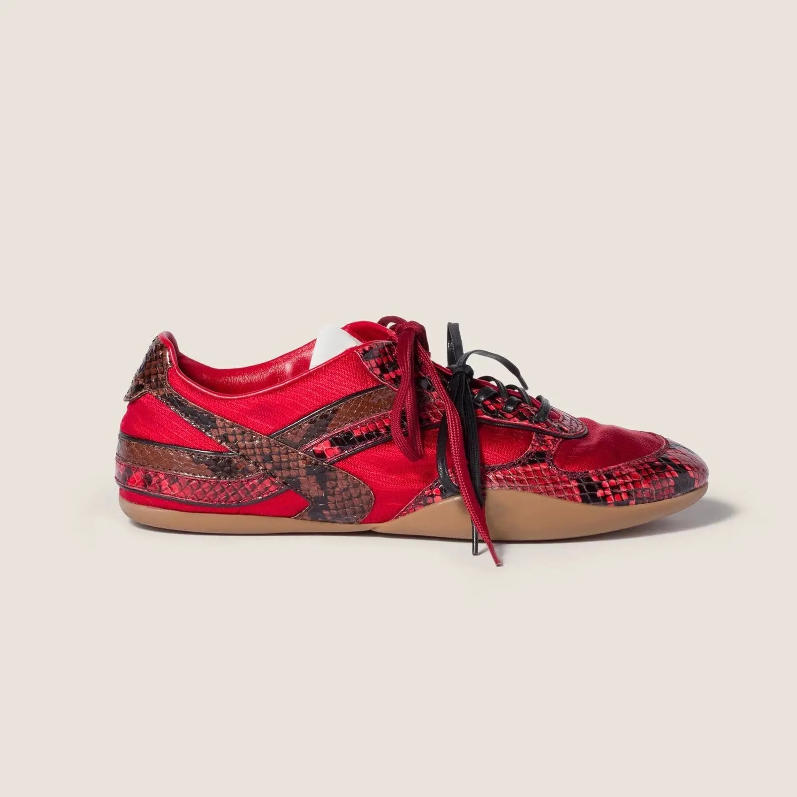Gymnasium technical fabric and python-print Ayers leather sneakers Gilded Cadence