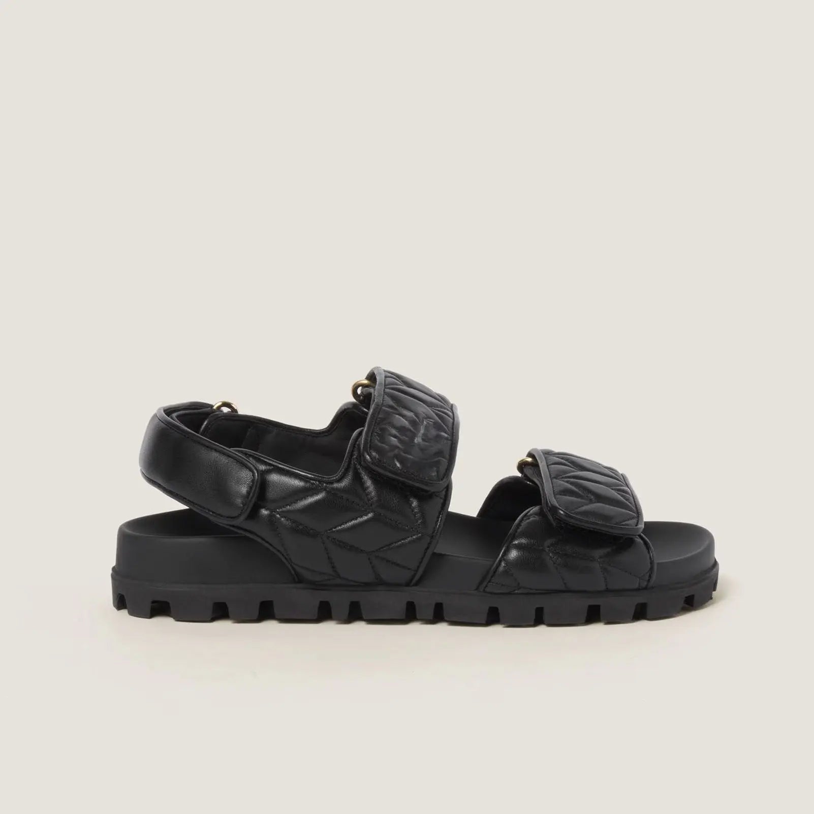 Women's Black Quilted Sporty Sandals Gilded Cadence