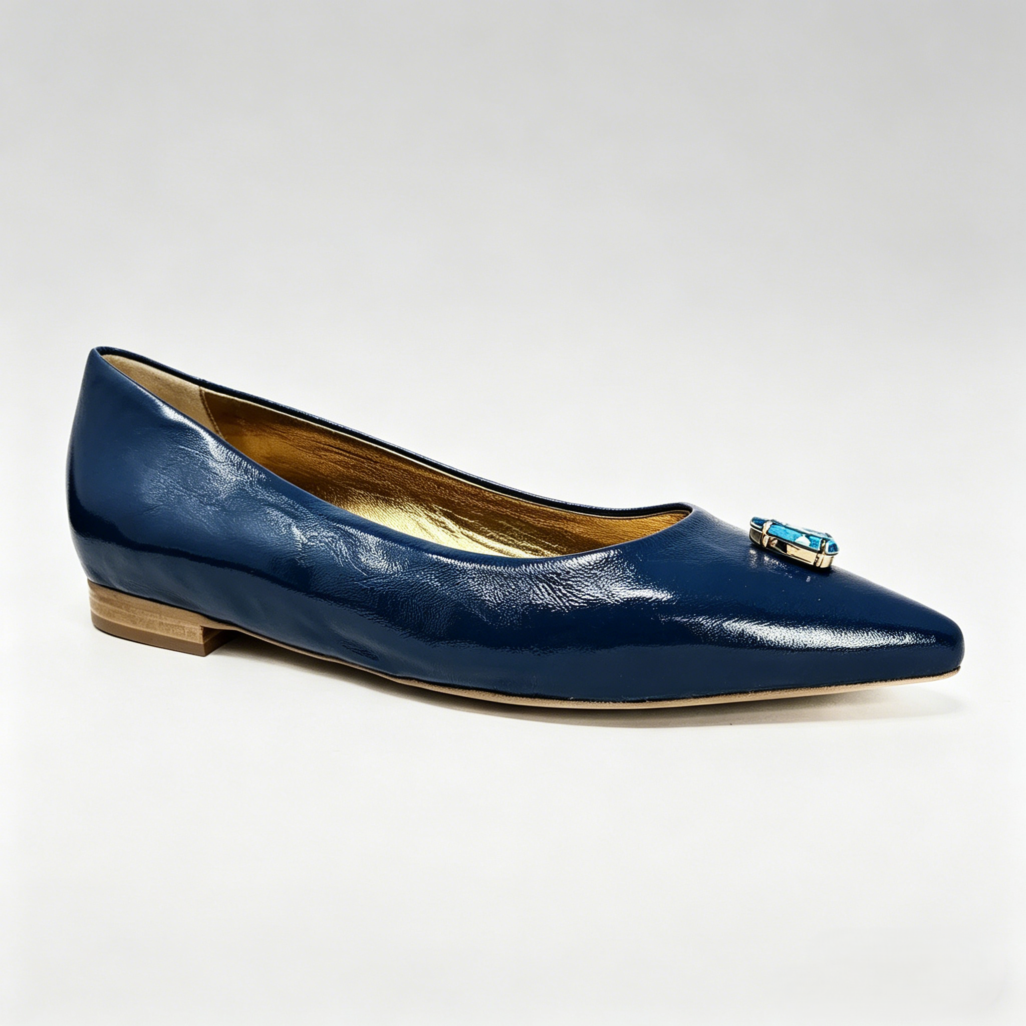 Maira Blue Pointy Ballet With Jewel