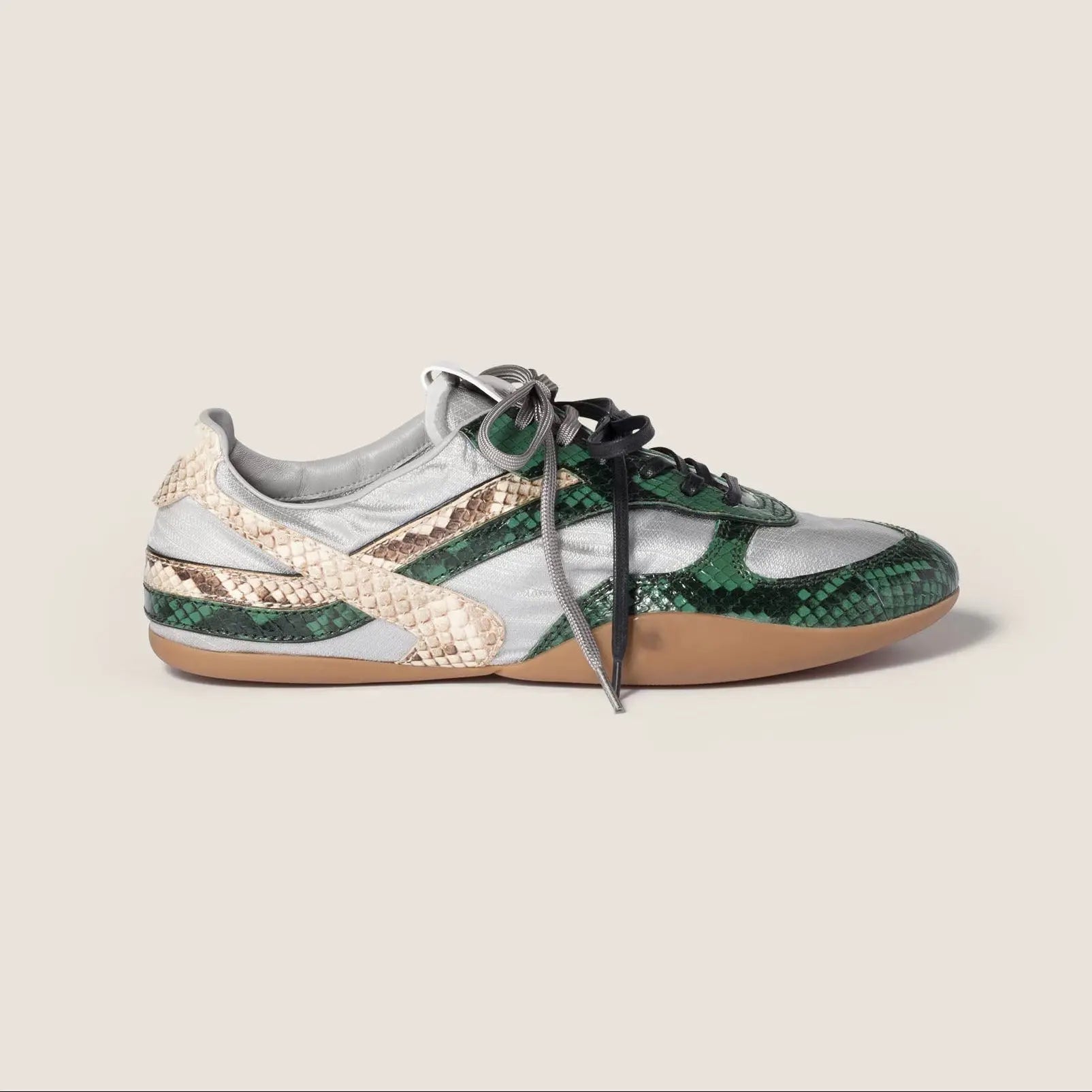 Gymnasium technical fabric and python-print Ayers leather sneakers Gilded Cadence