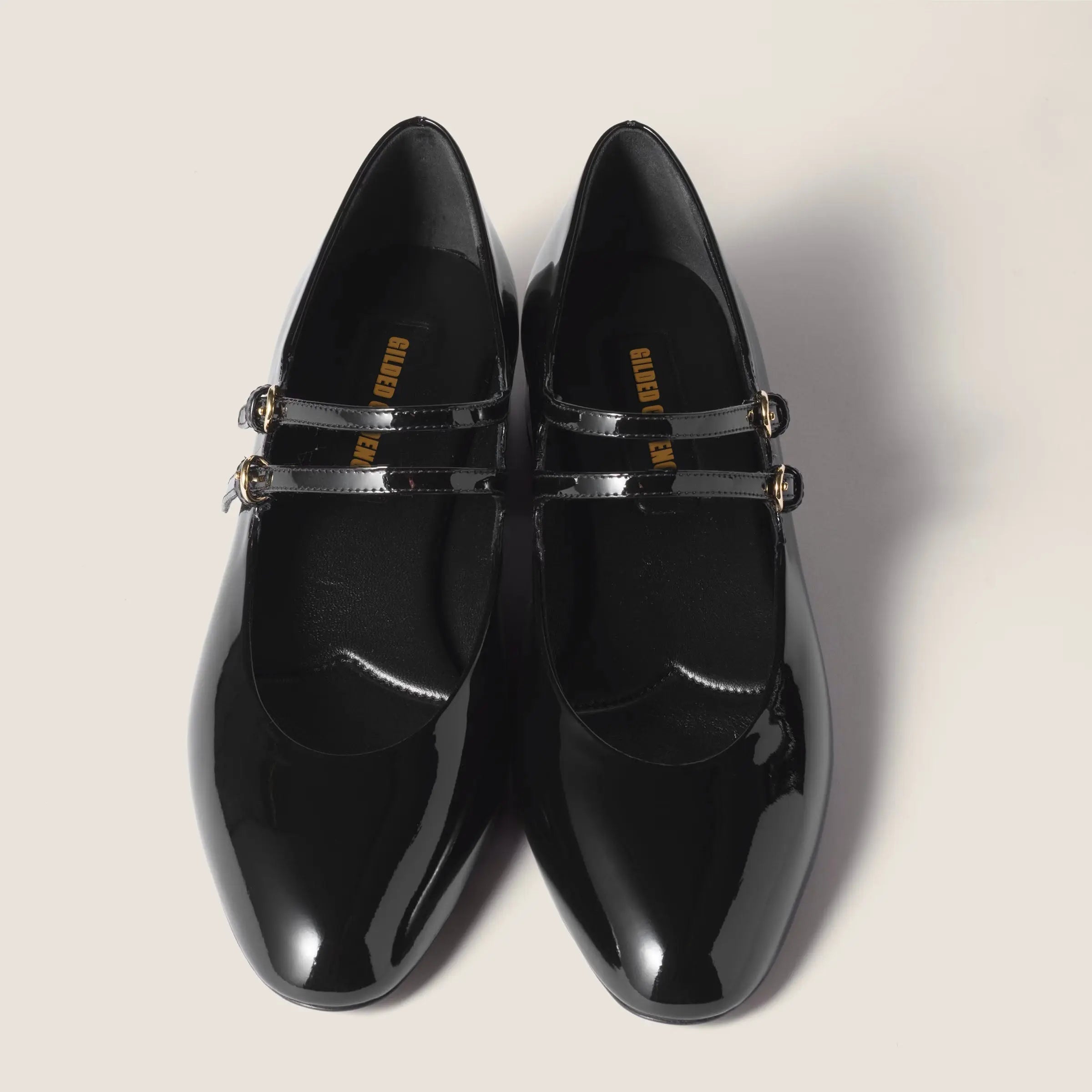 Patent Leather Buckle Slingbacks - Black Gilded Cadence