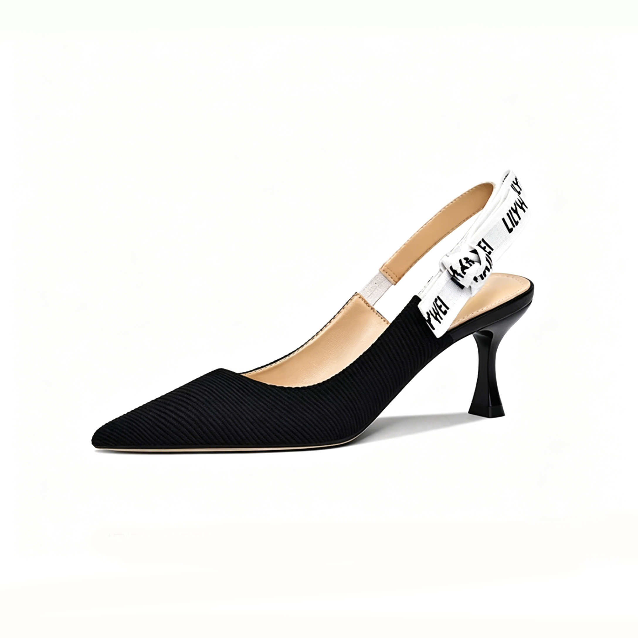 Logo Strap Slingback Kitten Heels