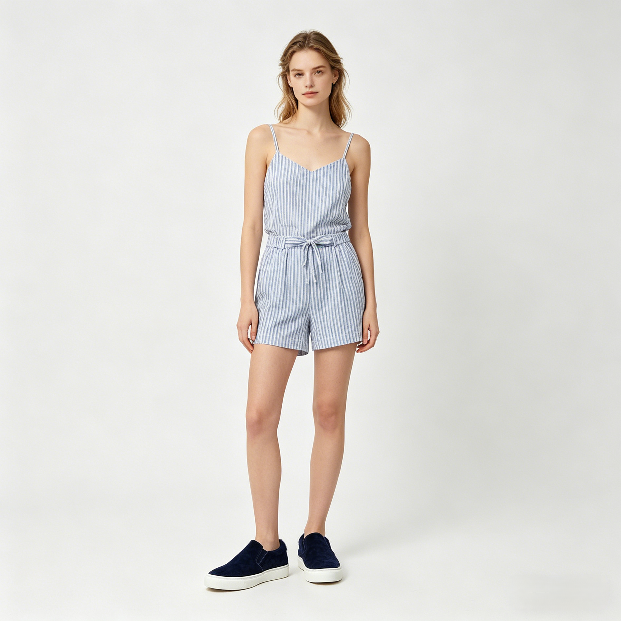 Navy Short Hair Calf Slip On Sneaker