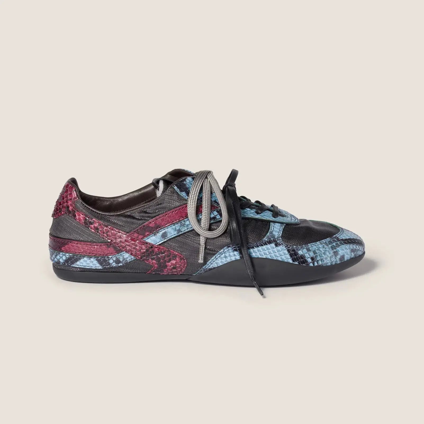 Gymnasium technical fabric and python-print Ayers leather sneakers Gilded Cadence