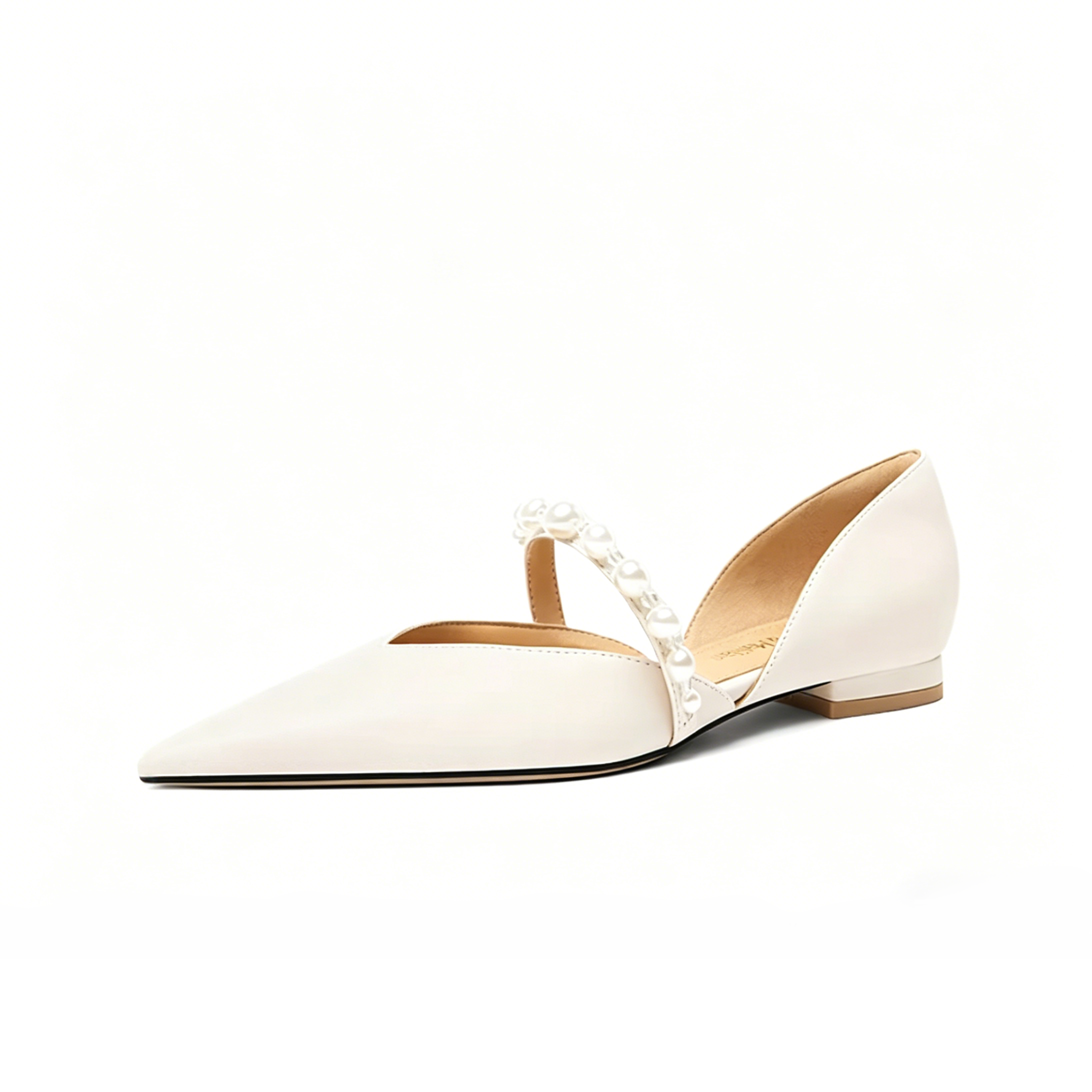 Pearl Strap Pointed Toe D'Orsay Flats