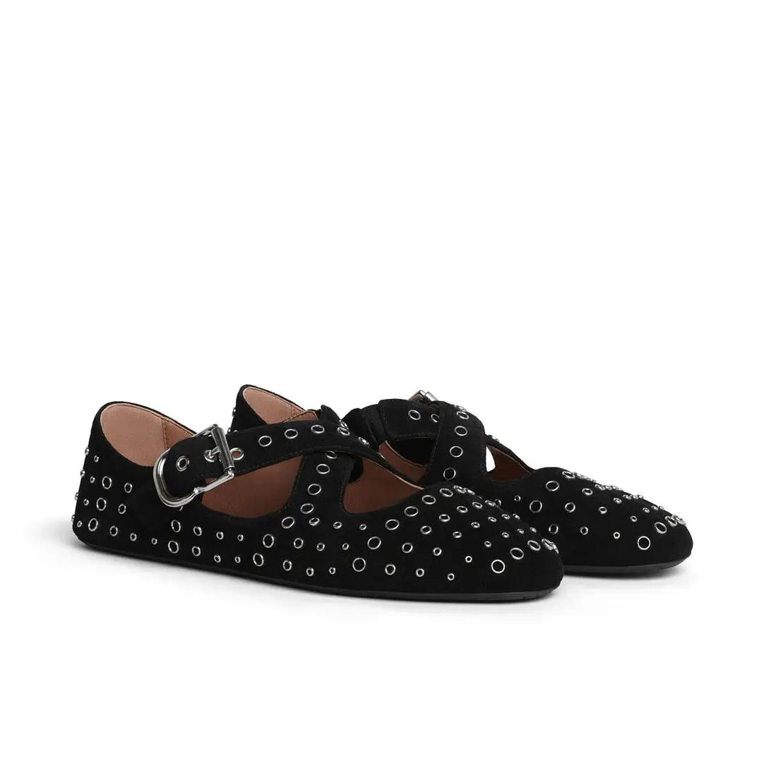 Criss Cross Suede Eyelet Ballet Flats Gilded Cadence