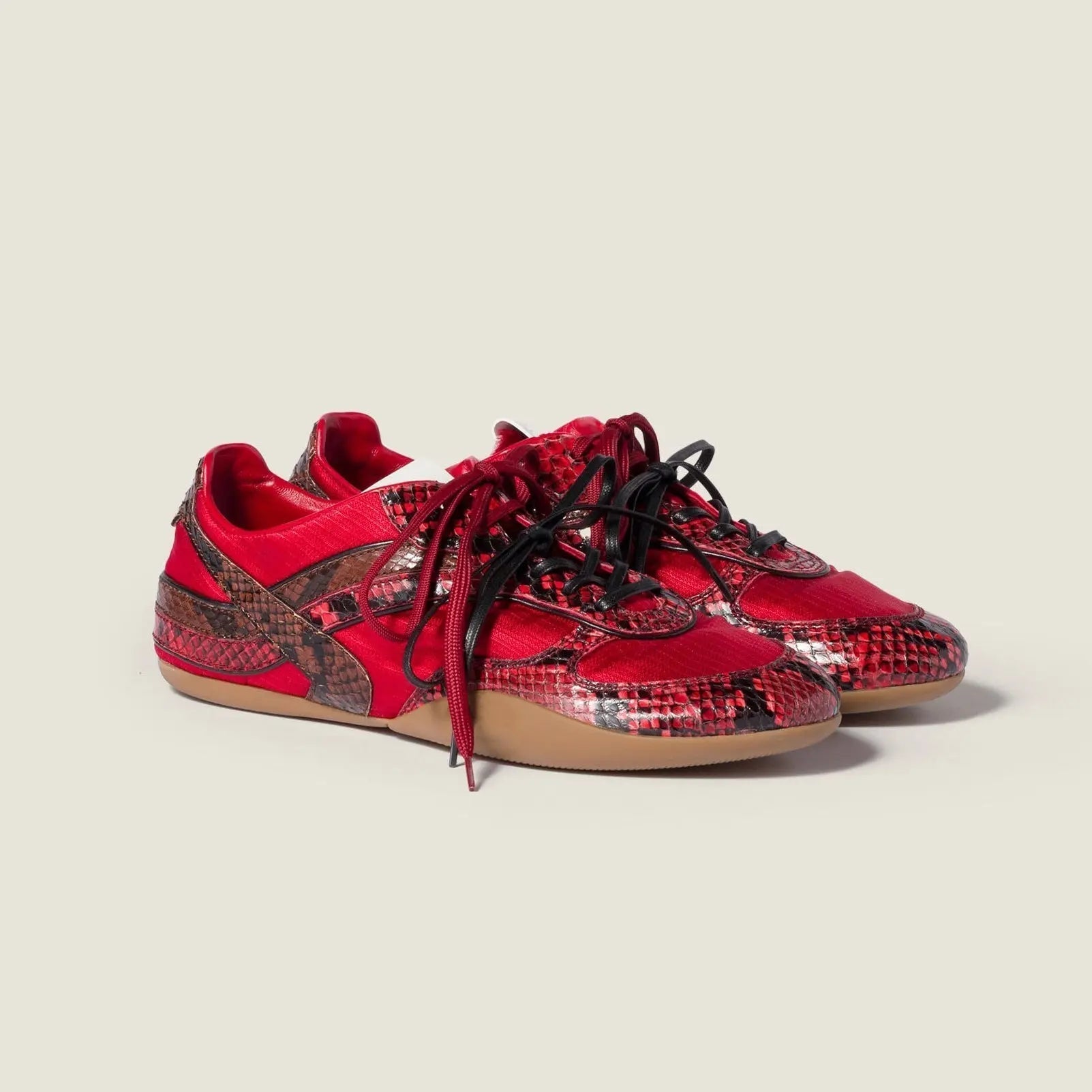 Gymnasium technical fabric and python-print Ayers leather sneakers Gilded Cadence