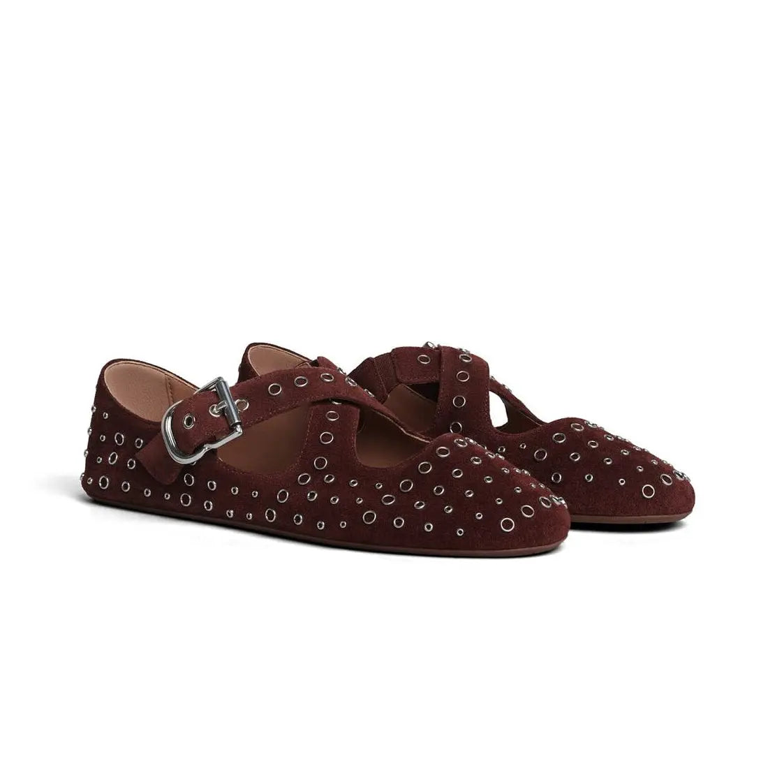 Criss Cross Suede Eyelet Ballet Flats Gilded Cadence