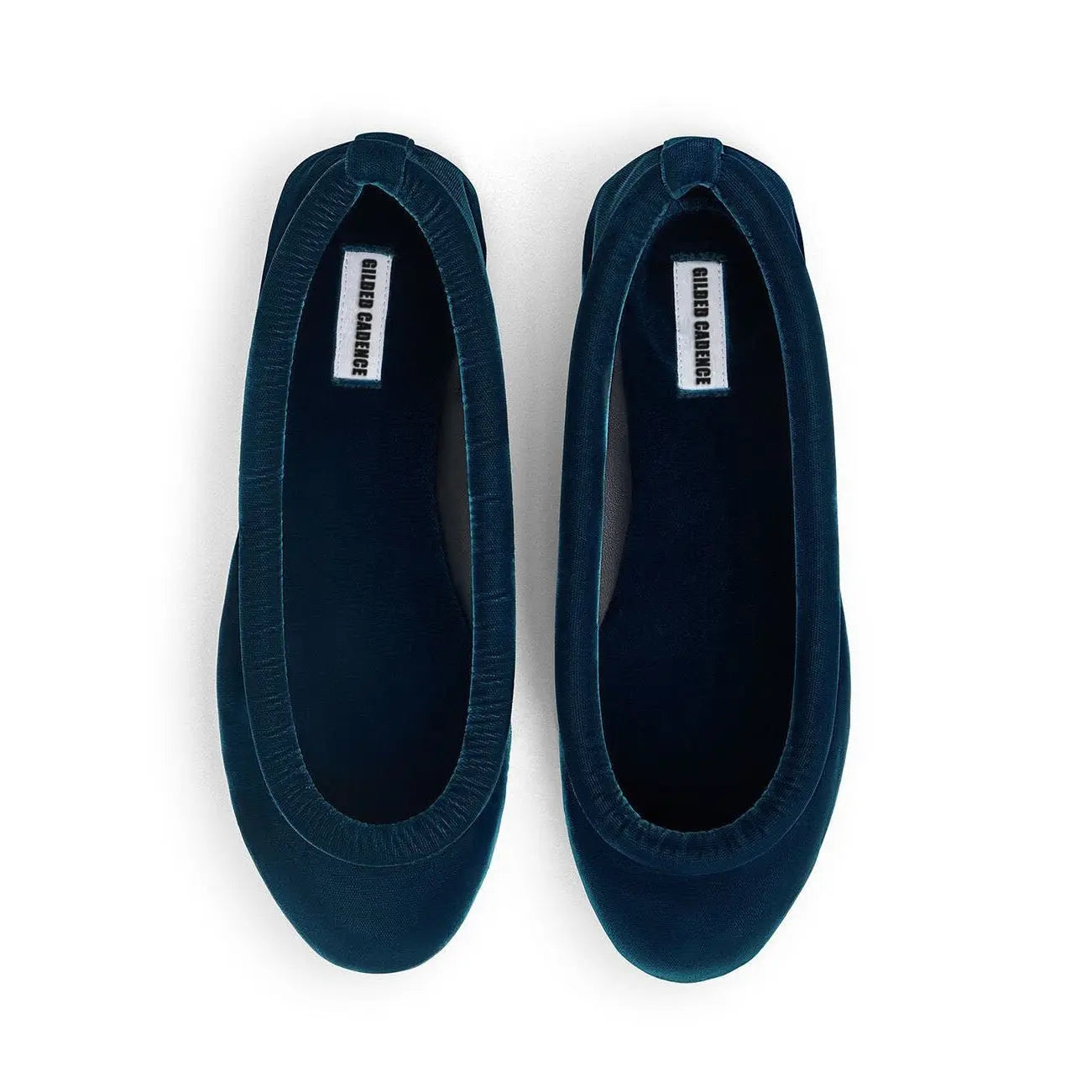 Peacock Blue Velvet Square Toe Flats Gilded Cadence