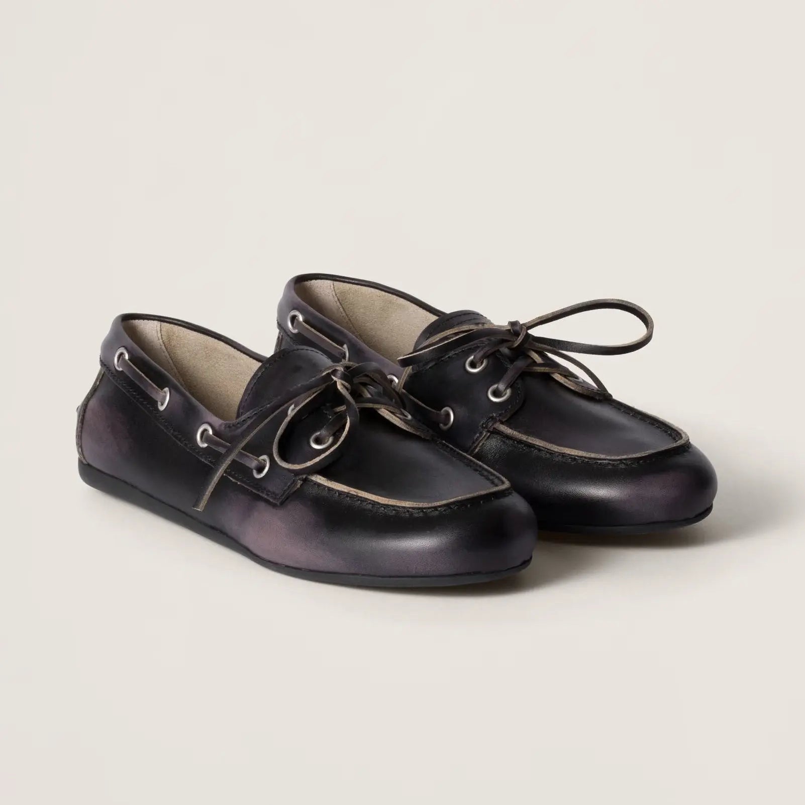 Women's Bleached Leather Boat Shoes Gilded Cadence