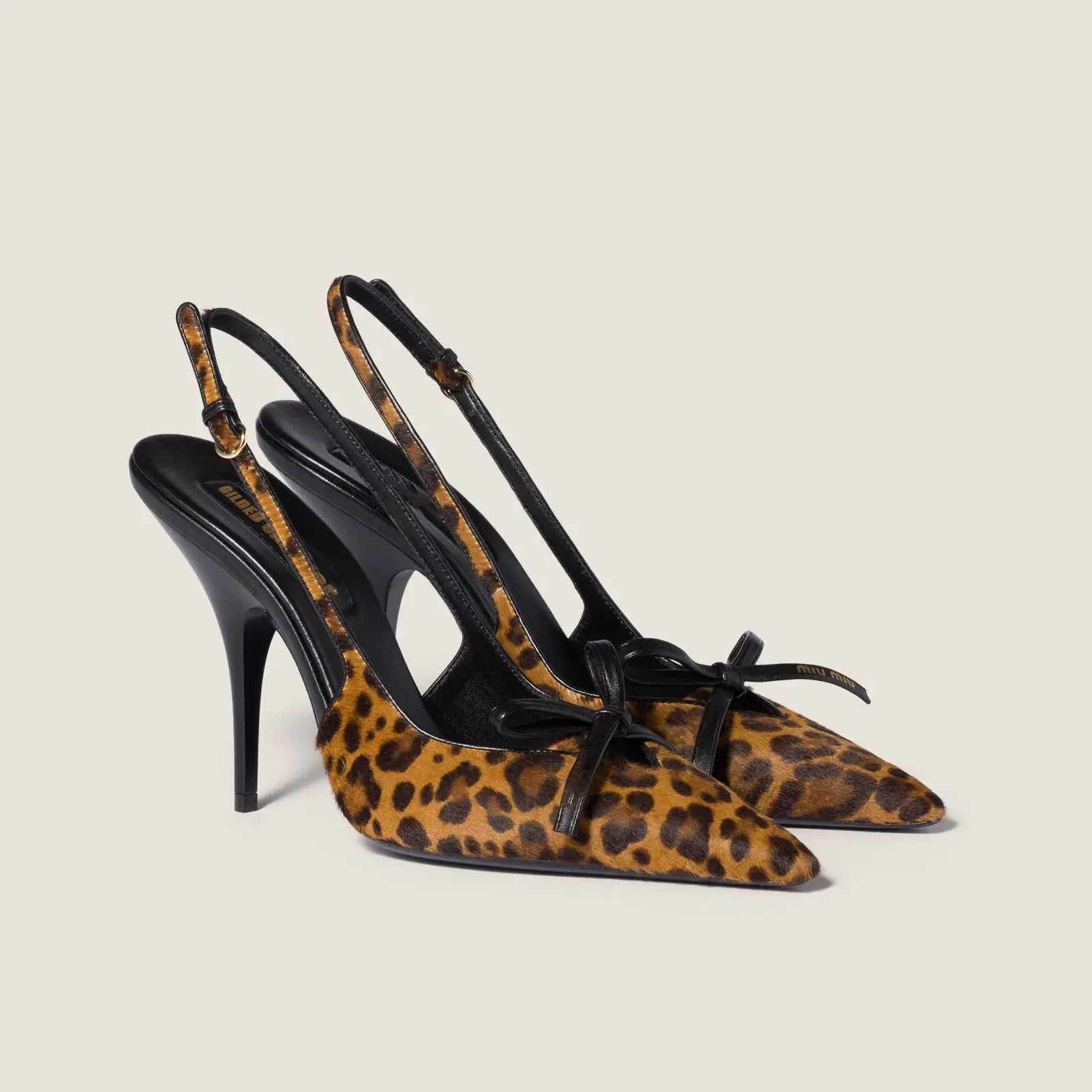 Leopard Pony Hair Bow Slingback Pumps Gilded Cadence
