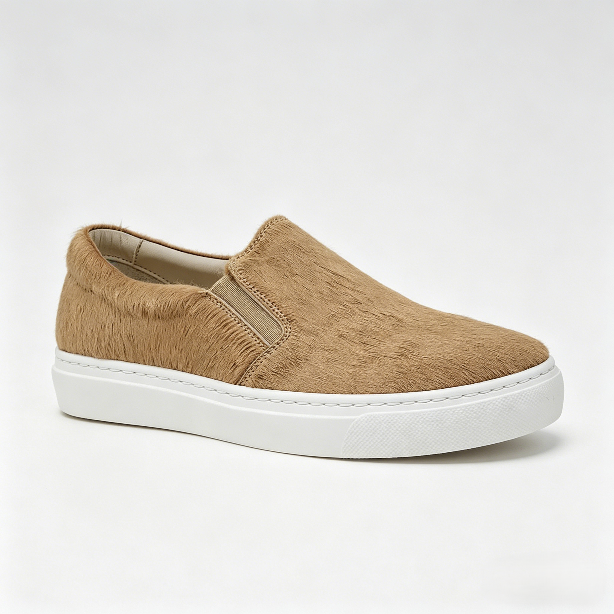 Sand Short Hair Calf Slip On Sneaker