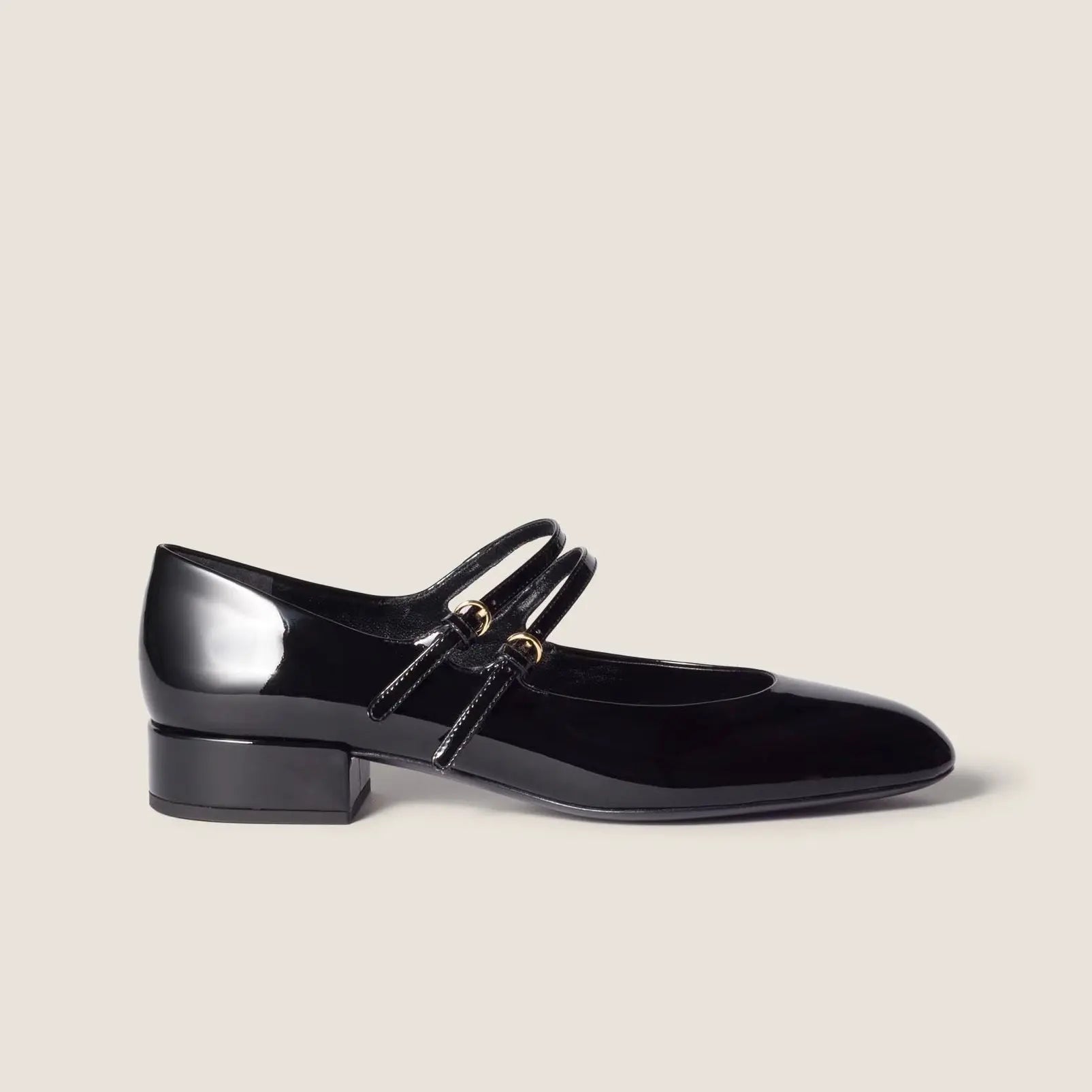 Patent Leather Buckle Slingbacks - Black Gilded Cadence