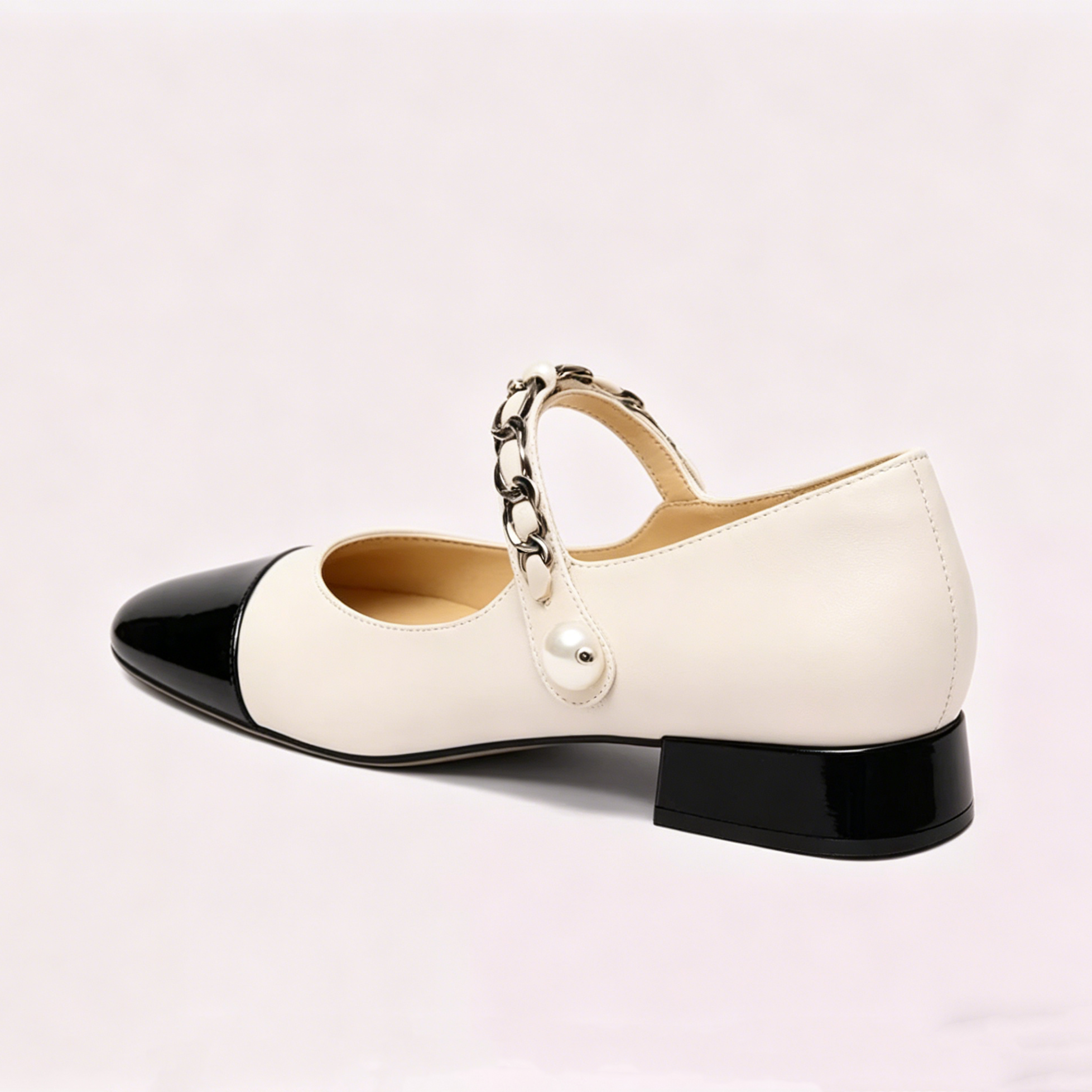 Chain Strap Two-Tone Mary Jane Flats