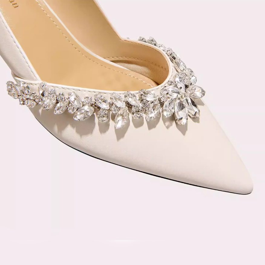 Crystal Embellished Pointed Block Heels