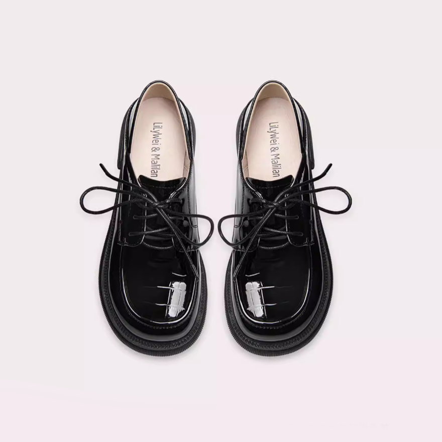 Crocodile Embossed Platform Derby Shoes