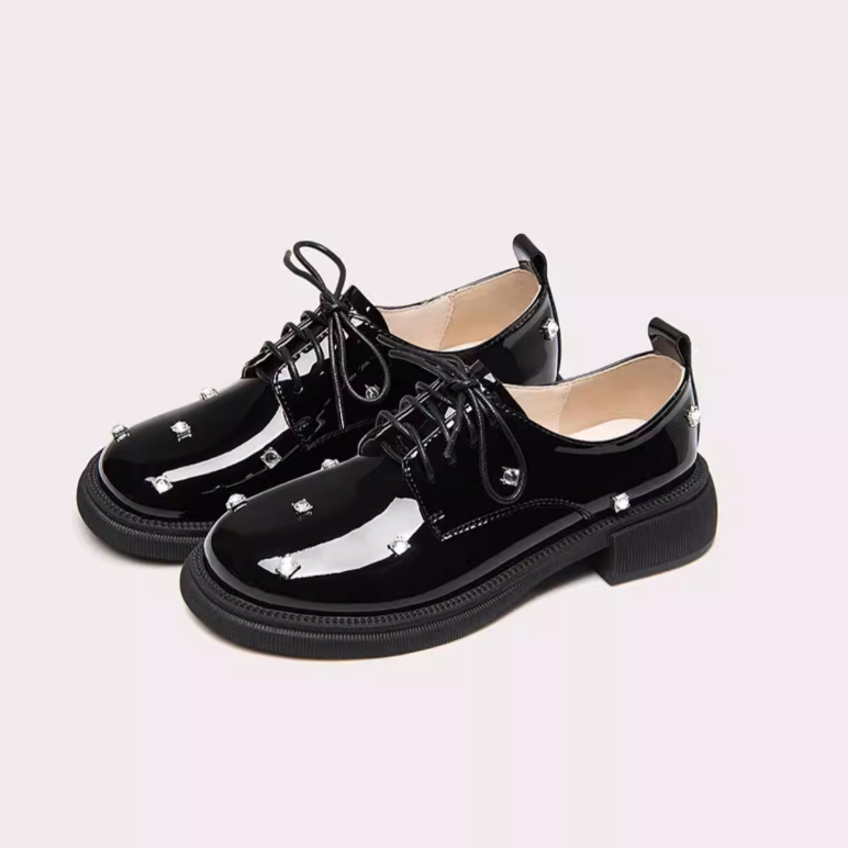 Rhinestone Studded Platform Derby Shoes
