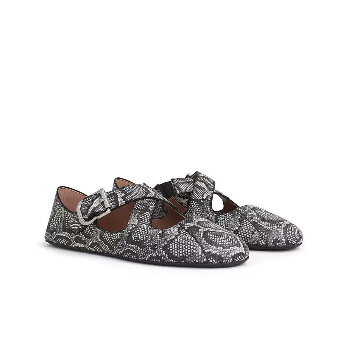 Karung Snake Print Criss Cross Flats Gilded Cadence