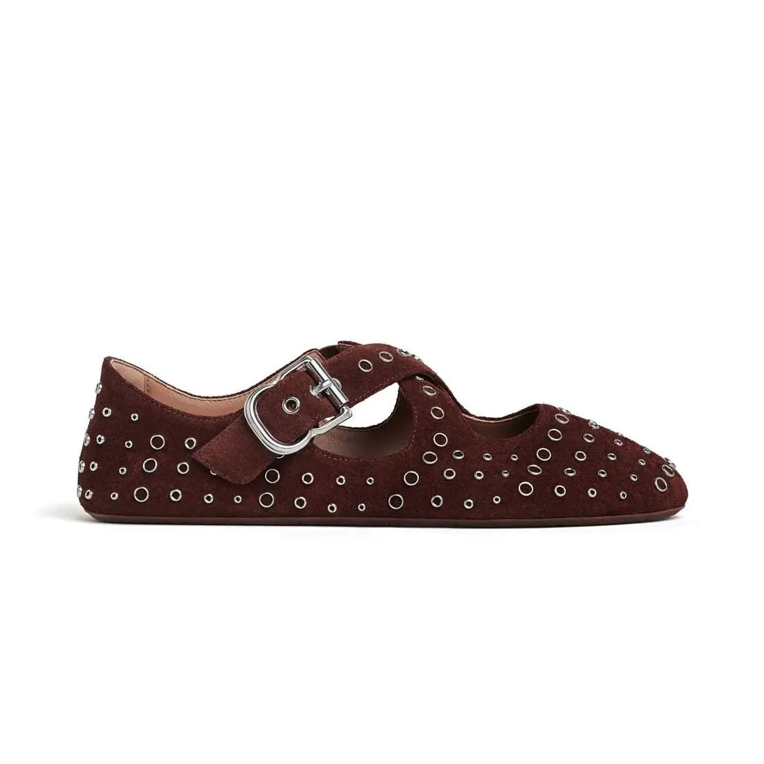 Criss Cross Suede Eyelet Ballet Flats Gilded Cadence