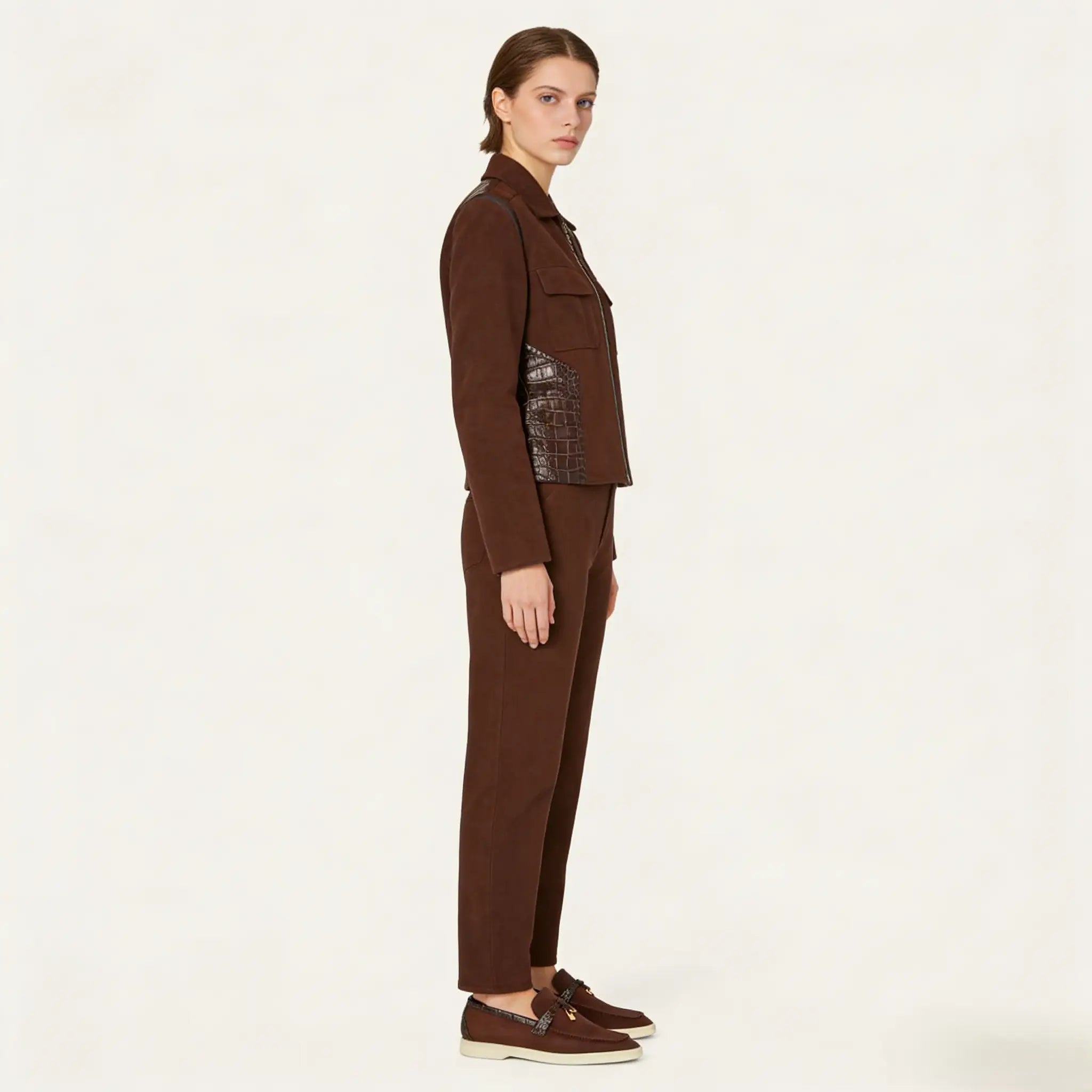 Women's Chocolate Suede Summer Loafers Gilded Cadence