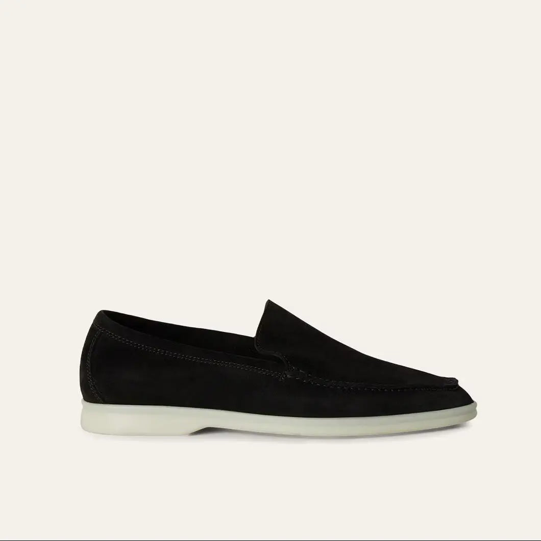 Women's Black Suede Summer Loafers Gilded Cadence