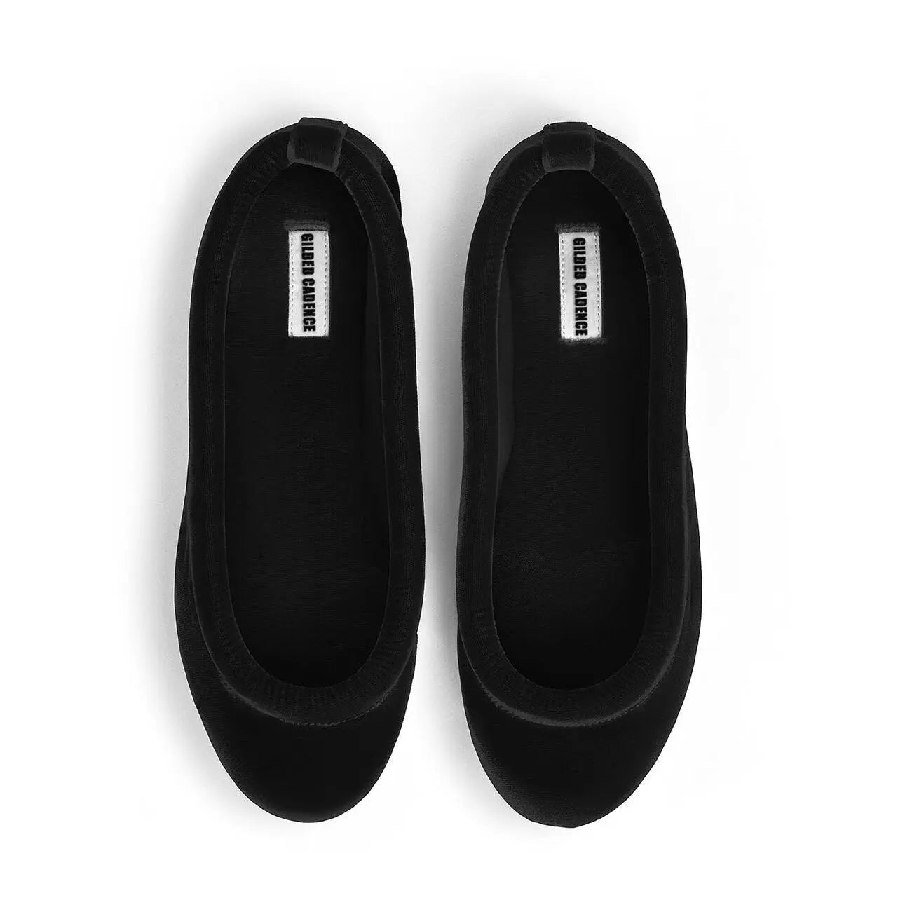 Black Velvet Square Toe Ballet Flats Gilded Cadence