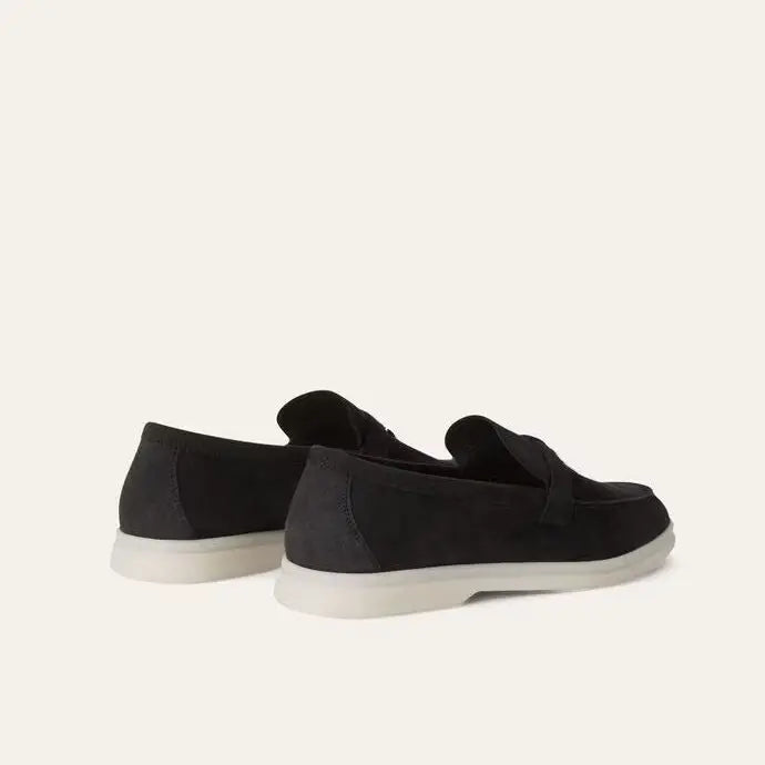 Women's Black Suede Summer Loafers Gilded Cadence