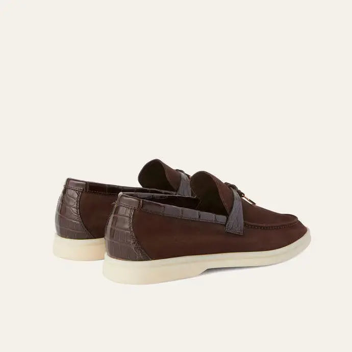 Women's Chocolate Suede Summer Loafers Gilded Cadence