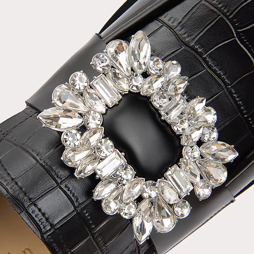 Sunflower Crystal Buckle Croc Loafers