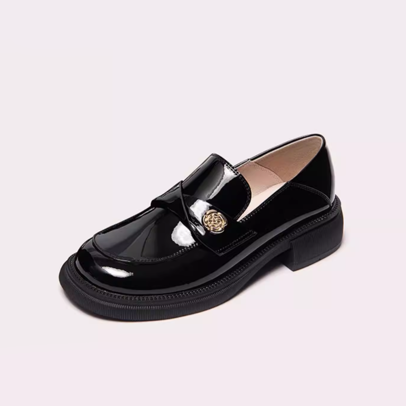 Black Patent Leather Platform Loafers