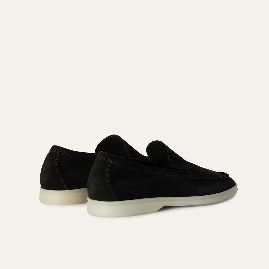Women's Black Suede Summer Loafers Gilded Cadence
