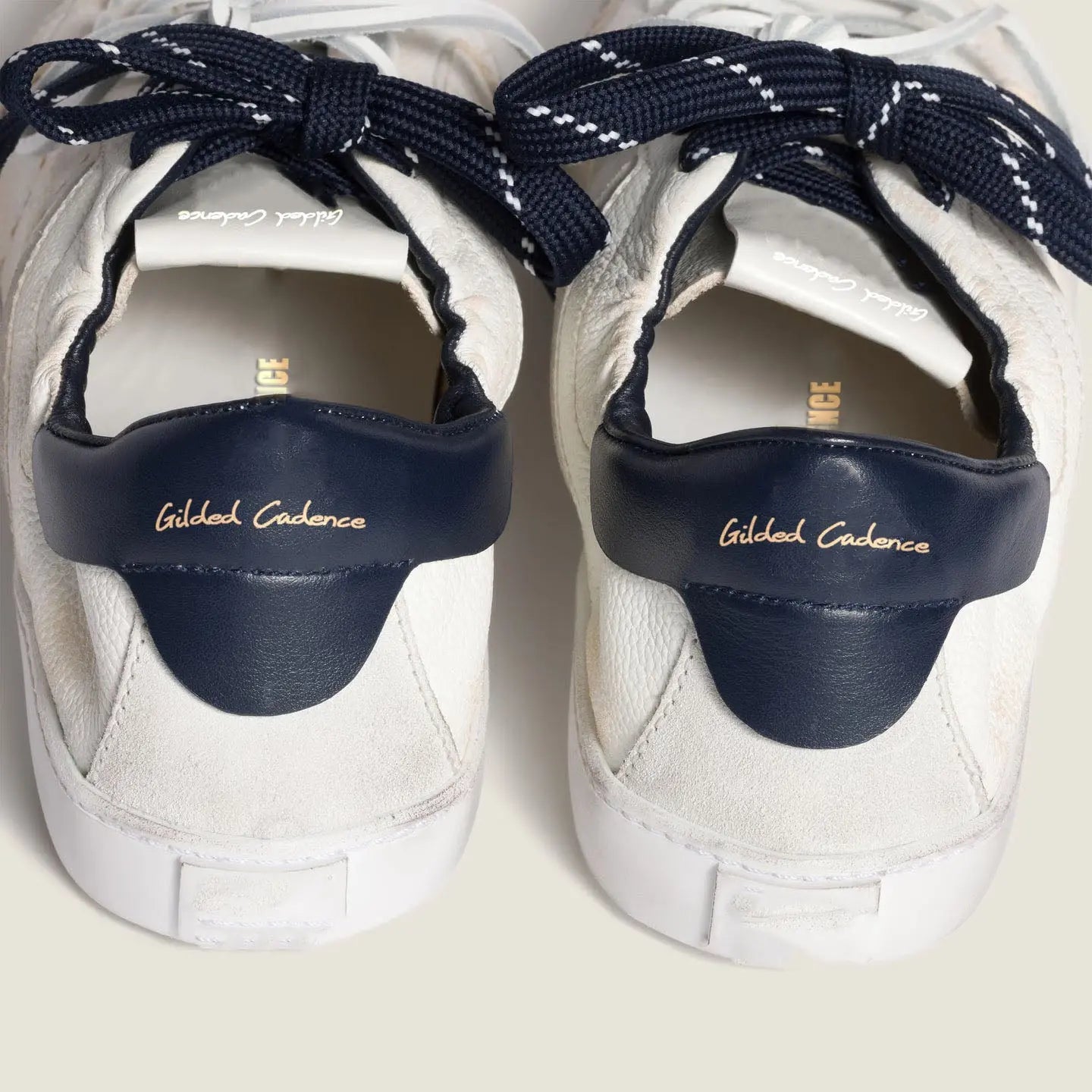 Women's White and Royal Blue Art Deco Sneakers Gilded Cadence