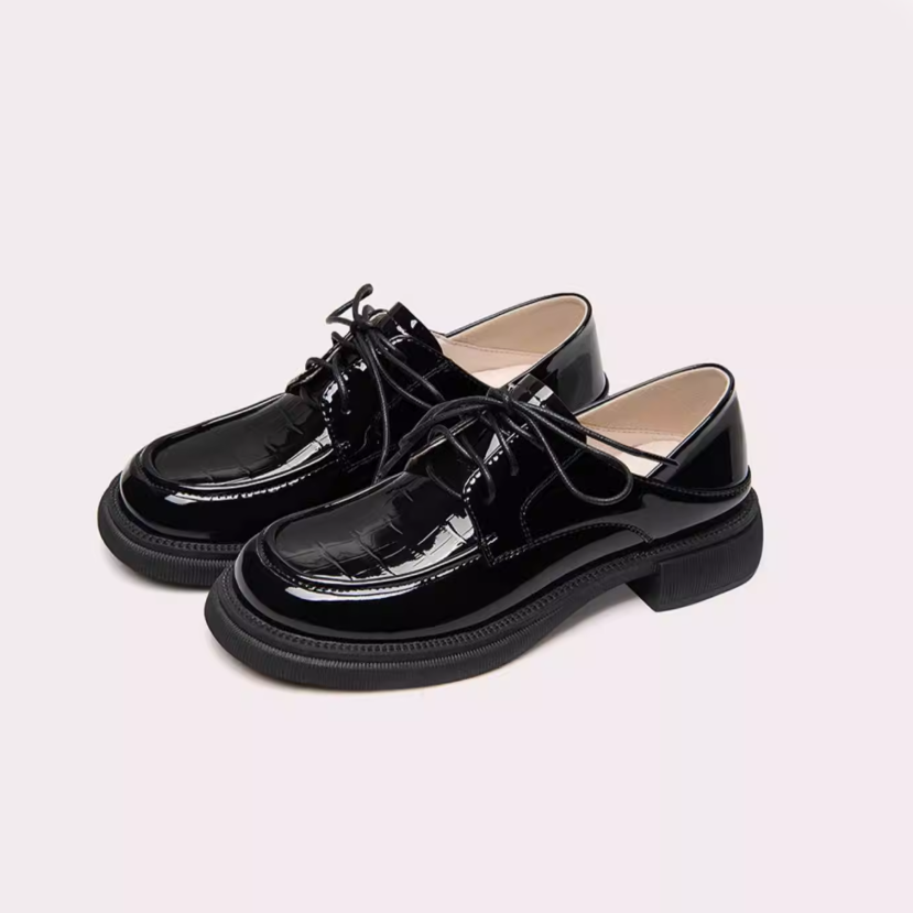 Crocodile Embossed Platform Derby Shoes