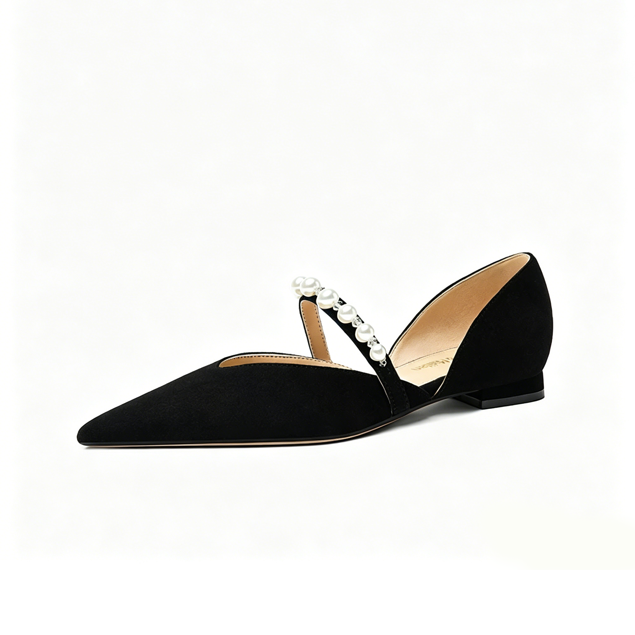 Pearl Strap Pointed Toe D'Orsay Flats