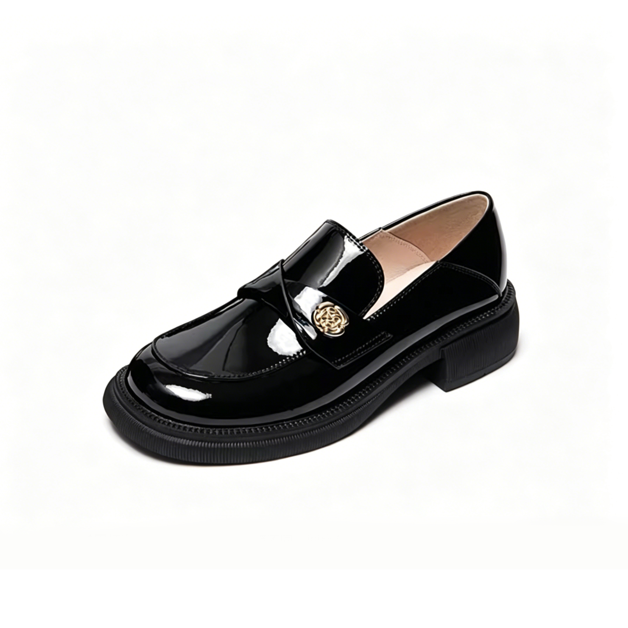 Black Patent Leather Platform Loafers