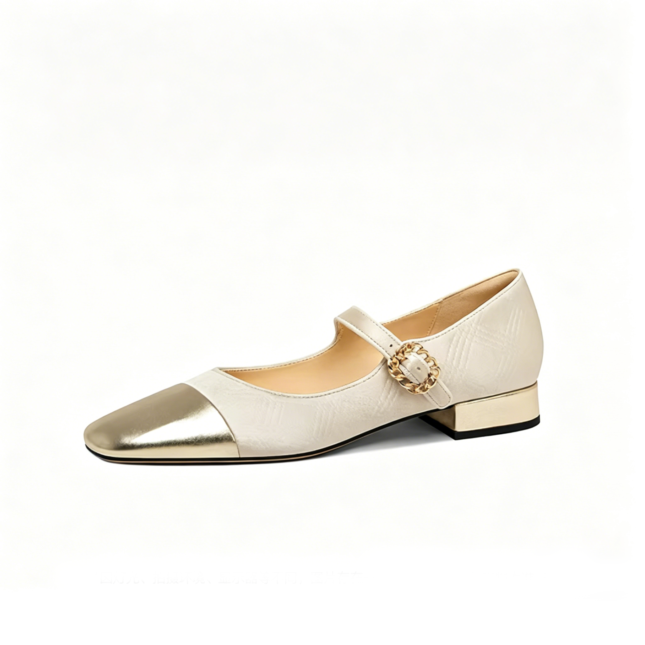 Gold Cap Toe Mary Jane Flats