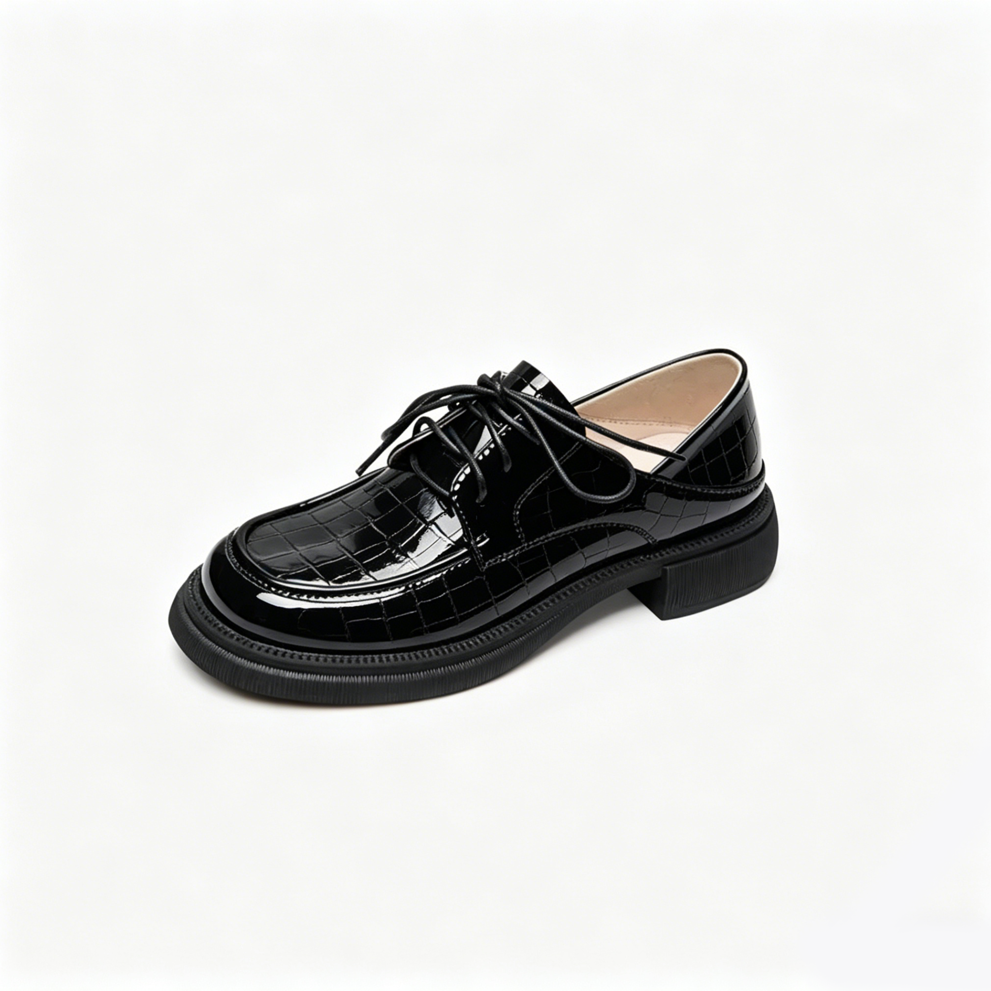 Crocodile Embossed Platform Derby Shoes