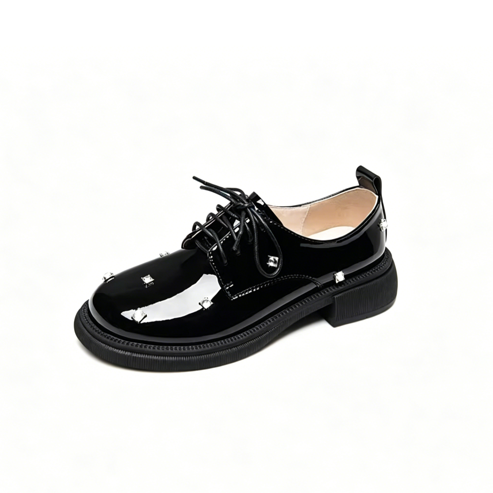 Rhinestone Studded Platform Derby Shoes