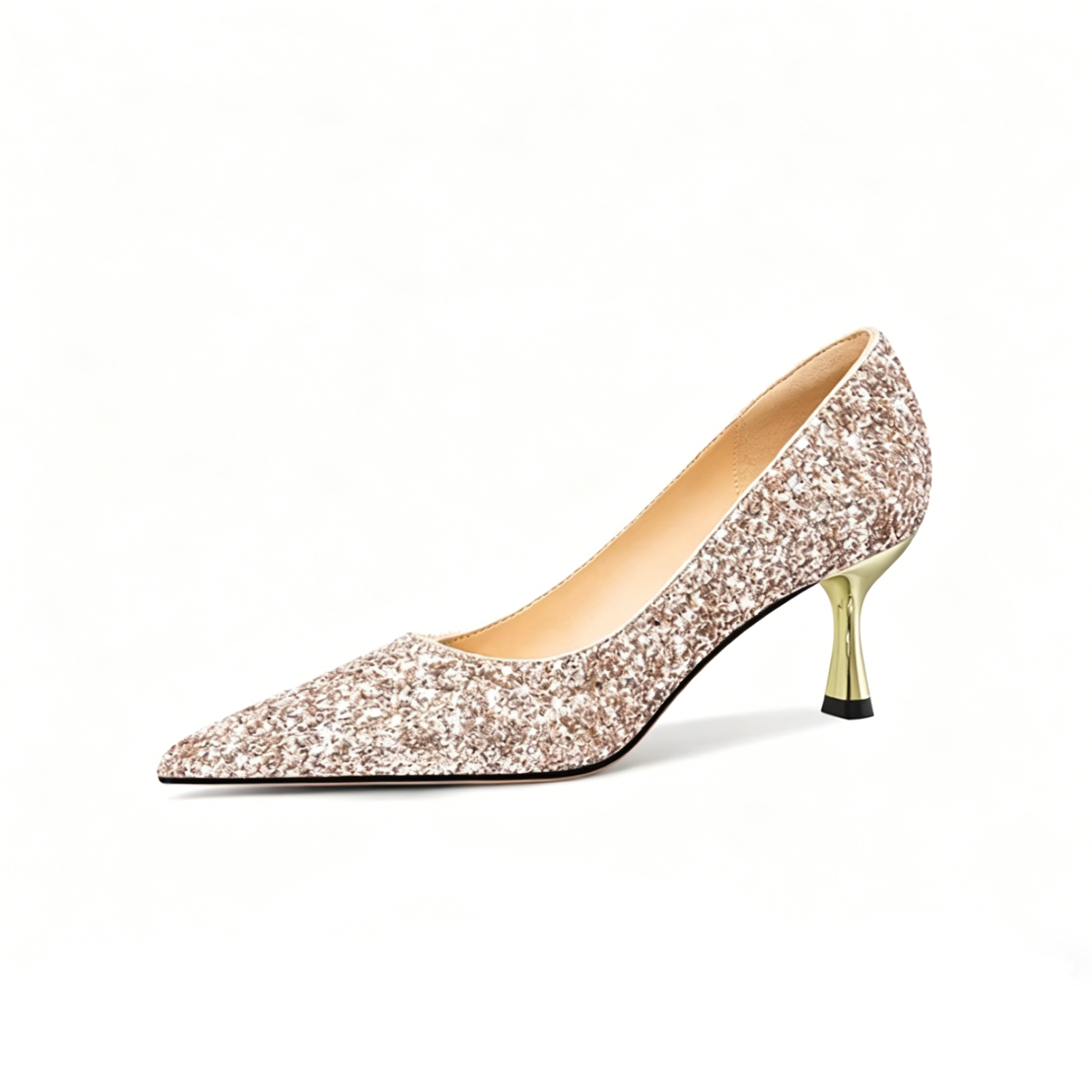 Glitter Pointed Toe Kitten Heels